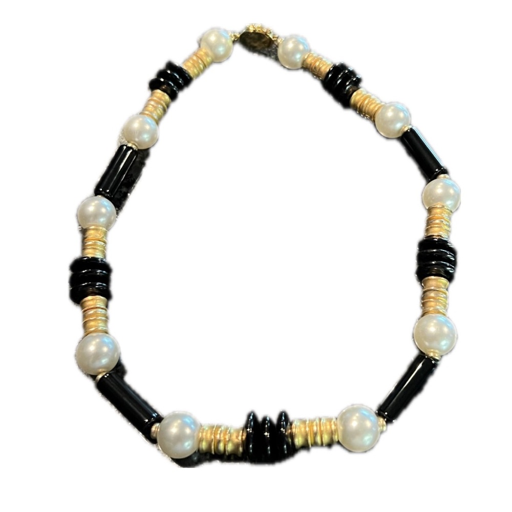 Chic Black and Gold Beaded Choker